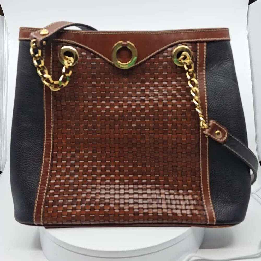 Bally Intriccato Woven Two Tone Leather Handbag